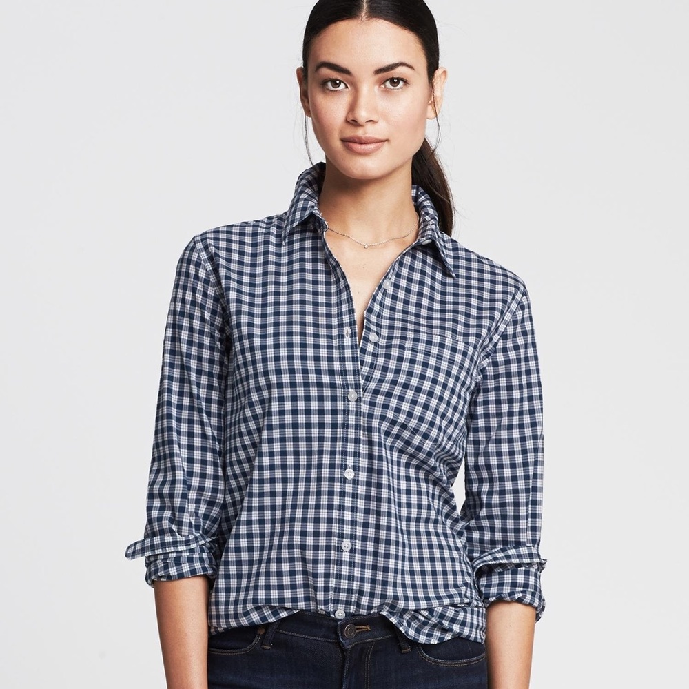 Banana Republic Tailored Gingham Soft Wash Shirt M
